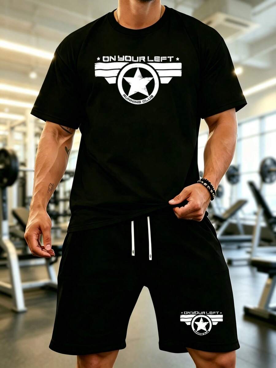 Mens 2 Piece Outfits  Graphic Tees Men Shirts  Fashion Captain Americas T Shirt Men Women's Pure Cotton Tee Shirt Gift Idea Clothing Workout Sets Women - 黑色 - 查看 1