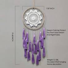 1 chiếc vòng bắt giấc mơ treo tường phong cách Bohemian màu tím tua rua, vòng bắt giấc mơ dệt thủ công, đồ trang trí vòng bắt giấc mơ ren móc, vòng bắt giấc mơ ren trắng và tua rua tím, tranh treo tường vòng bắt giấc mơ bằng dây thừng, vòng bắt giấc mơ màu tím phong cách Boho cho phòng ngủ, đồ trang trí vòng bắt giấc mơ tua rua cỡ lớn. - Nhiều màu - Xem 13