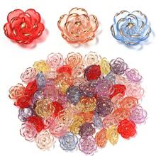 30 hạt acrylic hình hoa hồng, mạ AB, đáy phẳng, trong suốt, đường kính 19mm, được dập nổi hình hoa hồng, hoàn hảo để tạo ra các loại trang sức như vòng tay và dây chuyền. - Hoa hồng mạ vàng - Xem 5