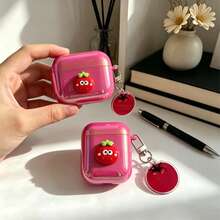 Funda protectora con lazo compatible con auriculares inalámbricos Apple/Bluetooth, con protección anti-arañazos y anti-caídas - Rosa Fucsia - Ver 3