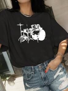 Unisex Short-Sleeved T-Shirts, Printed T-Shirts. Comfortable And Colorful Short-Sleeved T-Shirts. High-Quality Tops For Spring And Summer. Perfect For Casual Wear. And A Great Gift For Women. Men's T-Shirts, , Women's, Romwe Men's, Boho Chic, Teacher Gifts, Women's T-Shirt, Curvy Sets For Women, Y2K. - 黑色 - 查看 6