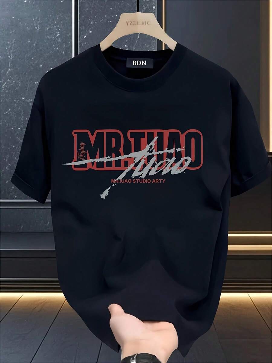 New Women's Short-Sleeved T-Shirt, 180g, 100% Cotton - Versatile Casual T-Shirt With Summer Print For Men - Summer Print T-Shirt For Couples - Unisex - Holiday Gift - 黑色 - 查看 1