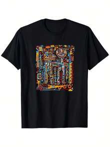 Nueva camiseta de manga corta para mujer de 180g,% algodón - Camiseta casual versátil con estampado de verano para hombre - Camiseta con estampado de verano para parejas - Unisex - Regalo para vacaciones - Negro - Ver 7