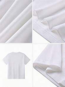 Nueva camiseta de manga corta para mujer de 180 g,% algodón - Camiseta casual versátil con estampado de verano para hombre - Camiseta con estampado de verano para parejas - Unisex - Regalo para vacaciones - Blanco - Ver 5