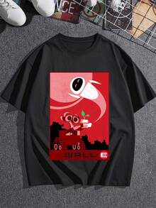 Ilustración inspirada en un robot que protege la naturaleza sosteniendo una planta símbolo del renacimiento y la esperanza del planeta camiseta de mujer  cómoda y moderna para uso diario - Negro - Ver 3