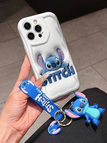 Disney Lilo And Stitch Phone Case : 3D Fluffy Pattern Border Protector Phone Soft Phone Case With A Free Cute Stitch Bracelet Chain Lanyard, Stitch, Lilo, Angel, For Apple 17 Promax 17 Pro 16 15 14 13 12 11 Pro Max XS Max X XR Soft Cover Summer Phone Case - White - View 3