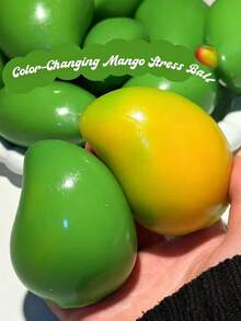 Handmade Crispy Mango Stress Ball Squeeze Toy, Color-Changing Mango Squishy Fidget Ball, ASMR Sensory  Stress Relief Toy - 1pcs - 查看 8