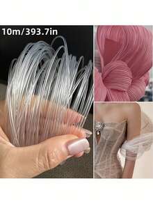 1pc Transparent Fishbone Shaping Ribbon - Fishbone Ribs For Sewing & Knitting Crafts, 2mm Width X 10m Length - Durable Structuring Ribbon Suitable For Wedding Dresses, DIY Bags, Hats, Doll Accessories - Smooth Texture For Delicate Trim & Internal - View 2