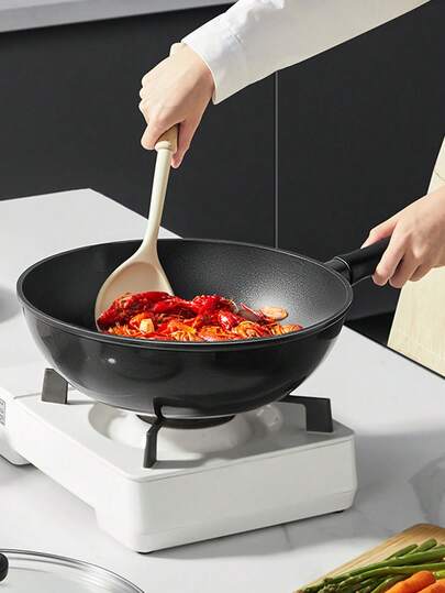 Set di pentole multifunzionali, Wok in ghisa + Pentola per zuppe/cottura a vapore, Costruzione in metallo; Corpo antiaderente e resistente all'usura, Leggero, Manico resistente al calore. Perfetto per friggere, saltare, brasare e bollire - tutto in un unico set. Un set di pentole essenziali per la cucina domestica e un regalo ideale per il riscaldamento della casa.