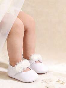 Giày búp bê Mary Jane cho bé gái sơ sinh, có nơ, đế mềm chống trơn trượt, giày tập đi cho bé sơ sinh và trẻ nhỏ, giày công chúa. - trắng - Xem 9