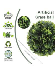 1/3pcs Artificial Grass Ball, PE Material, 28cm (11 Inches) Diameter. Ideal For Wedding Decorations, Office/Living Room/Bedroom/Dining Room Decor, Party/Wedding/Garden Decorations, Home Decor, Party Events/School Dormitory Decorations, Easter Decorations, Spring/Summer Decor, And Home Accents. - Green - View 12