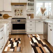 1pc Faux Wood Patchwork Pattern Non-Slip Kitchen Mat, Holiday Party Decor Floor Rug, Anti-Fatigue Waterproof Carpet For Kitchen, Hallway, Bathroom, Laundry Room - Multicolor - View 6