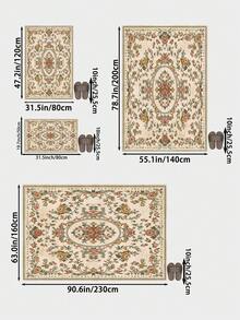 1pc Apricot Floral Living Room Rug, Suitable For Kitchen, Dining Room, Bedroom, Room Holiday Decor, Indoor/Outdoor, Office, Lobby, Non-Slip Doormat, Bathroom Rug, Hallway, Study Gaming Area Rug - Apricot - View 5