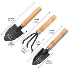3-Piece Mini Gardening Tool Set Includes A Mini Gardening Shovel, A Mini Wooden-Handled Shovel, And A Scraper. Suitable For Planting And Caring For Potted Plants, Succulents, Bonsai, And In Small Spaces Such As Balconies. The Short Handle Design Makes It Easy To Use. Ideal For Outdoor Gardening. - Upgraded Version - View 9