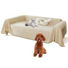 Genérico Funda De Sofá Chenille Cara, Suave Antideslizante Double-Sided Couch Cover, Chenille Reversible Fabric Sofa Chaise Cover, Washable Anti-Slip Dog Sofa Cover , 180 * 300cm - Beis - Ver 7