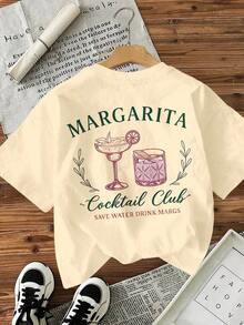 New Spring/Summer 2026 Collection "MARGARITA Cocktail Club" Women's Vintage Bartender T-Shirt, Casual Short Sleeve Crew Neck Top, Ideal For Bartender Parties, Everyday Wear And Weekends - Fun Women's Bartender T-Shirt, Machine Washable, Casual White - 杏色 - 查看 4