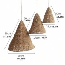 1/3pcs Bohemian Handmade Woven Lamp Shade Pendant Decor, Handcrafted Lamp Shade, Decorative Hanging Item, Home & Dining Room Decor, Macrame Lamp Shade - Brown - View 14