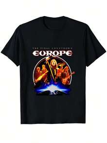 Cosmic Design T-Shirt With The Iconic Logo Of The Final Countdown By Europa Band For Men And Women, Soft, Essential For Casual Urban Wear In All Seasons, Versatile Style For Every Season, Affordable For Everyday Wear, And A Perfect Gift For Fans And Friends. With A Crisp, Streamlined Cut, This Garment Creates A Clean And Vibrant Look. Its Relaxed Yet Flattering Silhouette Suits All Body Types, Offering A Style That Is Both Casual And With A Touch Of Elegance. - 黑色 - 查看 6