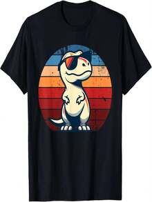 Camiseta retro con estampado de dinosaurio Tyrannosaurus Rex para ni?as y ni?os, camiseta de regalo con dise?o original, camiseta divertida. - Negro - Ver 1