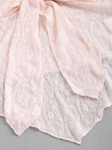 Top corto de verano para mujer con cuello halter y nudo delantero en unicolor, estilo Y2K - Rosa - Ver 4