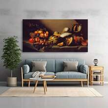 Enmarcado Lienzo impreso en 2D plano de frutas y verduras (1 unidad, ) | Arte mural vintage, obra de arte moderna, ideal para regalar, decoración del hogar y dormitorios, perfecto para el dormitorio, la sala de estar y el estilo art déco. - Enmarcado - Ver 3