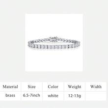 MDFUN 1 chiếc vòng tay tennis đính đá Cubic Zirconia cắt kiểu Princess 4x4mm, mạ vàng trắng 18K, unisex, thích hợp đeo hàng ngày và dự tiệc. - trắng - Xem 11