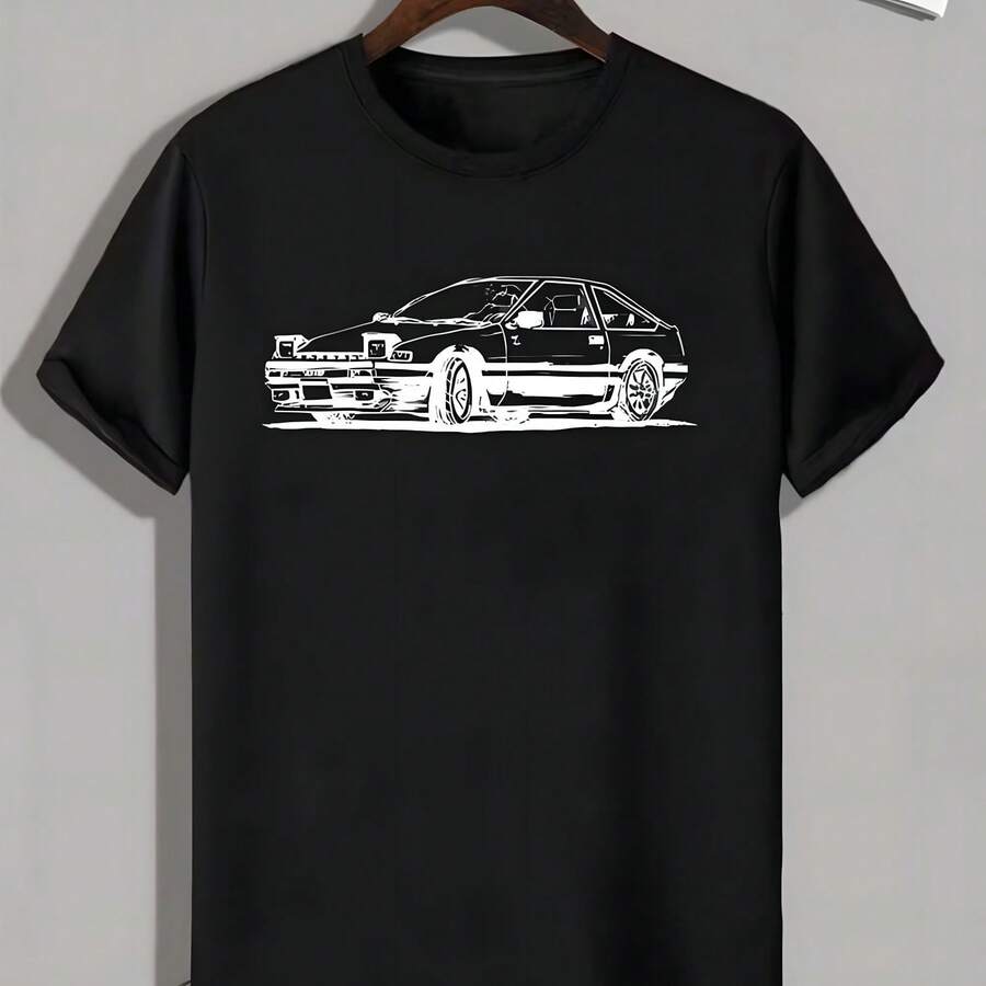 Camiseta de impresión de coche fresco - camiseta casual elegante masculina y femenina para deportes y ejercicio - Negro - Ver 1