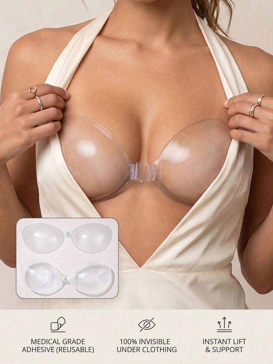 Lightweight Silicone Bra - No-Show & Secure, Perfect For Sheer & Tight Clothing - Clear - View 1