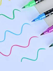 Glitter Marker Pens, Thick Soft Tip, Non-Fading Pearlescent Shiny Pens For Drawing, Student Bullet Journaling - A - View 4