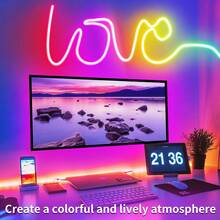 1m/3.28ft - 5m/16.4ft LED Neon Lights Strip, Music Sync Remote & App Control, Flexible Neon Rope Lights, RGB For Bedroom Room Outdoor Decor - RGB - View 10