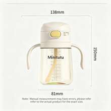1 chiếc cốc uống nước cho bé/trẻ nhỏ 300ml bằng chất liệu PPSU, đáy cầu vồng, thích hợp mang đi du lịch và sử dụng tại nhà. - màu trắng nhạt - Xem 2
