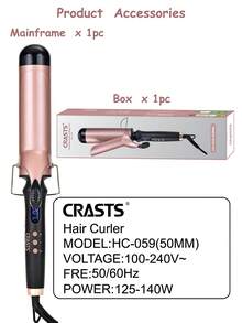 CRASTS 50毫米超大卷发棒，二合一卷发/直发造型工具，快速加热，温度可调，带卷发夹 - 玫瑰金 - 查看 6