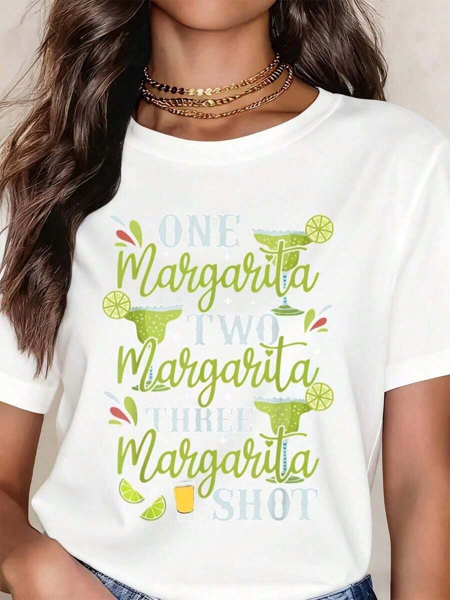 GiftWomen's T-Shirt With Three Daisy Print, Casual Style, Round Neck, Short Sleeve, Perfect As A Birthday Gift, Suitable For All Seasons, Soft For Daily Outdoor Wear - 白色 - 查看 1