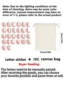 1pc Pink Letter A-Z Canvas Drawstring Gift Bag, Suitable For Holiday Party, Birthday, Wedding DIY Gift Packaging, Multiple Sizes Available, Home Storage Pouch - Multicolor - View 7