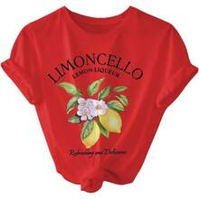 SweatyRocks - Women's Casual Short Sleeve T-Shirt With Letter And Fruit Print - 紅色 - 查看 1