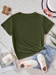 Camisetas de manga corta tallas grandes "Too Many Storms" - Verde Oliva - Ver 2
