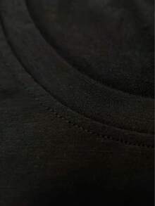 Camiseta de mujer con estampado de pérdida de señal, hecha de tela suave, con cuello redondo y mangas cortas, ligeramente elástica, adecuada para todas las estaciones, elegante, de secado rápido y duradera - Negro - Ver 3