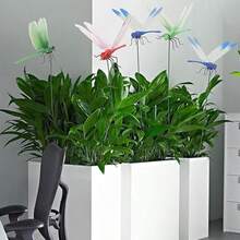 6个蜻蜓夹子，3D花园装饰插牌，室内外逼真塑料蜻蜓装饰夹，创意帽夹 - A - 查看 4