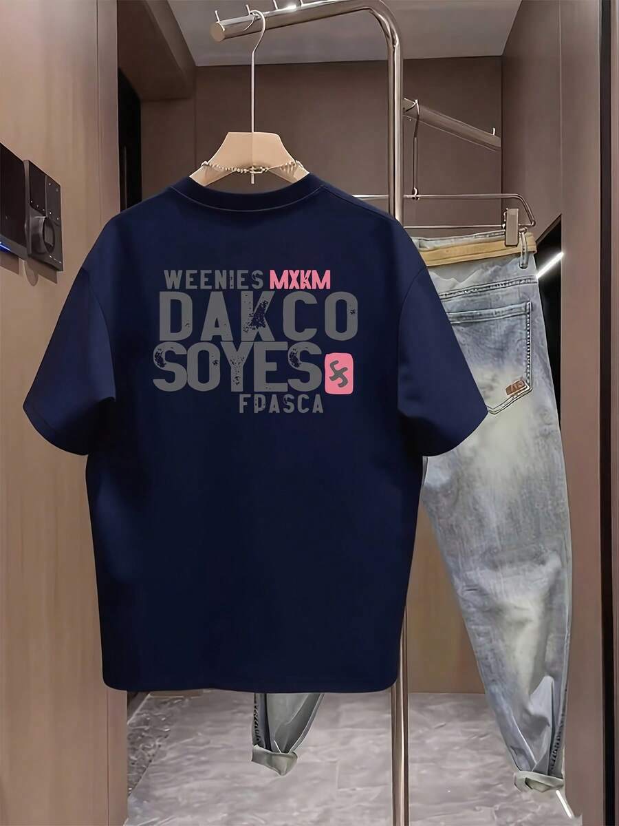 Nueva camiseta de manga corta para mujer de 180 g,% algodón - Camiseta casual versátil con estampado de verano para hombre - Camiseta con estampado de verano para parejas - Unisex - Regalo para vacaciones - Azul marino - Ver 1