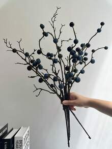 1pc Artificial Blueberry Branch, Suitable For Home Decor, Bedroom Living Room Decor, Office Decor, Tabletop Centerpiece Decor, Vase Decor, Wedding Decor, Wedding Bouquet, Floral Arrangement, Photography Props, Outdoor Decor, Garden Decor, Gift - Multicolor - View 4