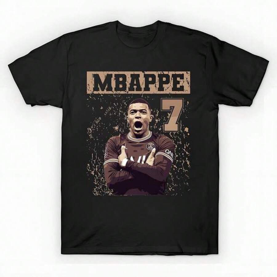Mbappe 7 Brown vintage T-Shirt unisex de la de algodón puro de alta densidad de 220 g. C-AmiS-eta uniS-ex 100 % aL-Godón de - Tejido de alta densidad. Apta para todo tipo de perS-onas, ya sean mujeres o hombres. Tejido duradero de alta C-Alidad apto para todas las estaciones, suave al tacto pero duradero. Tops transpirables. Conjuntos de otoño para mujer. Conjuntos de vaC-Aciones para mujer. Disfraz de Halloween para mujer. - Negro - Ver 1
