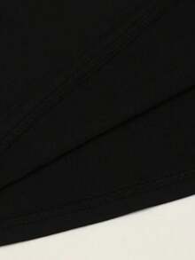 Blusa de mujer de talla grande para primavera/verano, cómoda y holgada, camiseta negra con estampado de letras, cuello en V, manga corta - Negro 2 - Ver 3