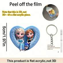 Móc khóa acrylic 2D phẳng, 1 chiếc hình Elsa và Anna trong trái tim màu xanh dương của Disney Frozen, mặt dây chuyền ấm áp và dễ thương, quà tặng trang trí ngày lễ, móc khóa xe hơi, phụ kiện ba lô và ví, vật dụng cần thiết cho khu vườn mùa xuân, có hình các nhân vật biểu tượng, thích hợp cho xe cộ, túi xách, ô tô, trang trí cây thông Noel, thiết kế móc khóa vui nhộn | Acrylic 2D phẳng bền - Nhiều màu - Xem 4