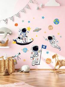 Cartoon Astronaut Pilot Wall Stickers, Suitable For Baby Nursery, Children's Bedroom, Kindergarten, Classroom Decor, Space Theme - Multicolor - View 9