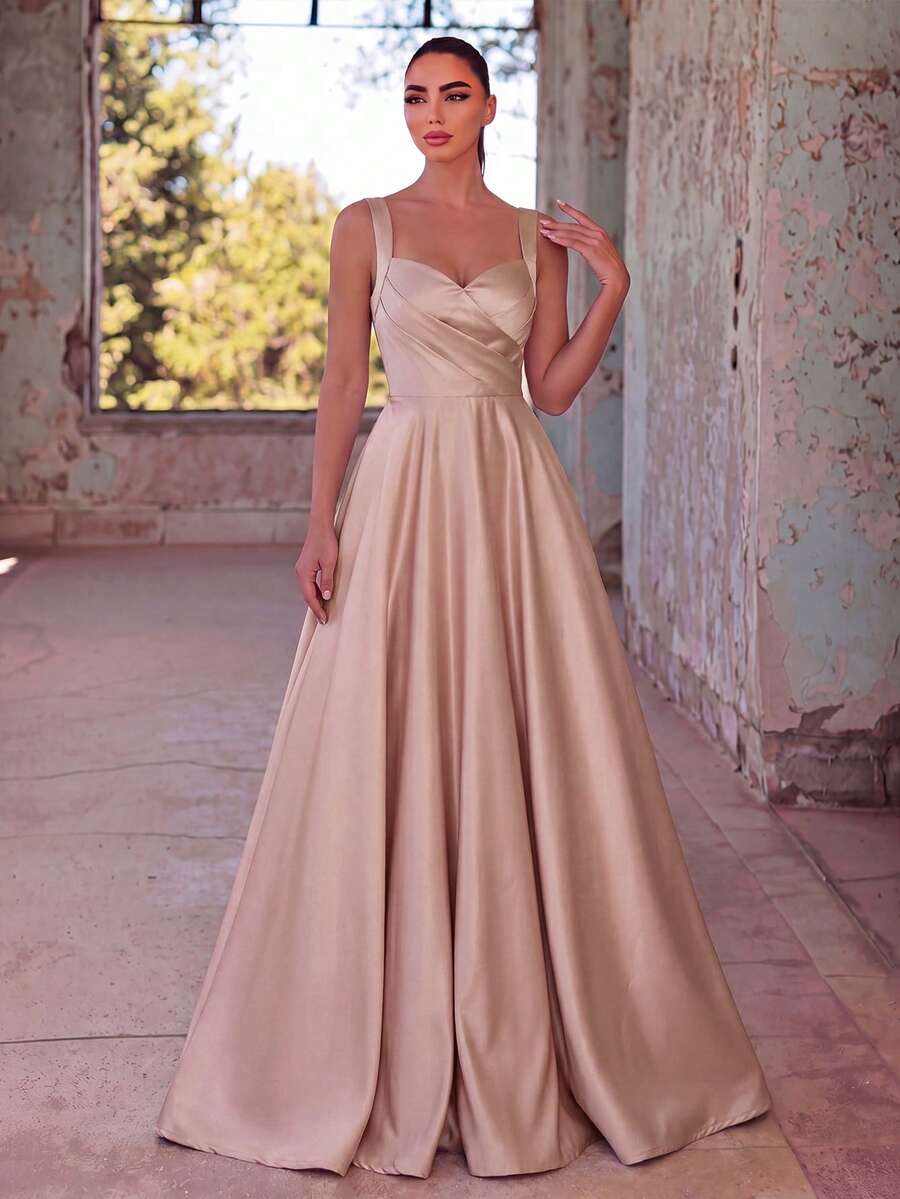 Satin rückenfrei Krawatte Träger Abendkleid, elegantes formelles Abendkleid geeignet für Hochzeitsgäste, Abschlussfeiern, Galas und andere formelle Anlässe