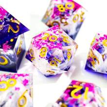 7pcs Resin Dice Set With Dried Flowers, Handmade Transparent Polyhedral Dice, RPG Tabletop Game Roleplay Dice, Ideal For Halloween And Christmas Gifts - Multicolor - View 6