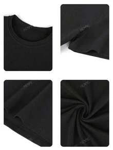 Women's Short-Sleeved Crew Neck T-Shirt, Loose-Fitting, Casual, And Versatile. Featuring A Modern, Elegant, And Sophisticated Simple Letter Print, Ideal As A Wardrobe Staple; Made From Soft Fabric With A Beautiful Drape. - Vintage Street Style Unisex Cotton Short Sleeve Crew Neck T-Shirt - 5 - 查看 5