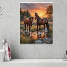 Bộ tranh đính kim cương 5D - Kim cương tròn đầy đủ, họa tiết ngựa, bộ tranh acrylic trang trí nhà cửa, bộ quà tặng tranh đính kim cương không khung. - Xem 12