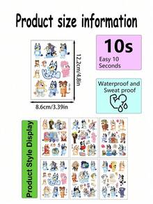 Bluey 1pc Random Blue Waterproof Decorative Sticker, Durable And Easy To Peel, Suitable For DIY Body Art, Cosplay And Daily Use, Birthday Party Decoration - Multicolor - View 6
