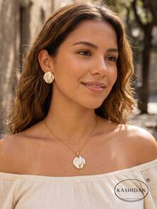 KASHIDAN 3 Sets Stylish Minimalist Abstract Wavy Enamel Earrings And Necklace Gift Set, Fashionable And Light Luxury Earrings And Necklace With And In A Versatile And Unique Design - Multicolor - View 7